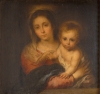 SERVETTMADONNAN. Jungfrun med det nyfikna Jesusbarnet har fått sitt namn av att Murillo skall ha målat verket på en servett.